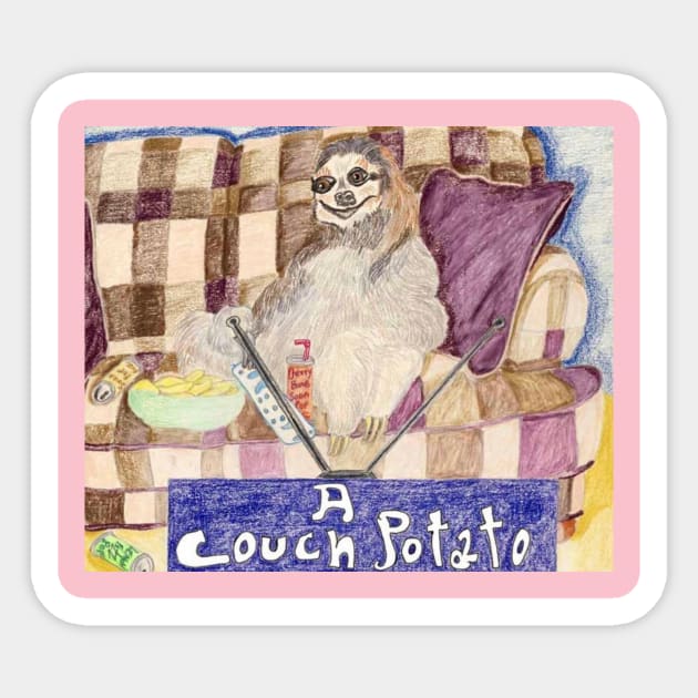 Couch Potato Sticker by pinkyjain Fun Art
